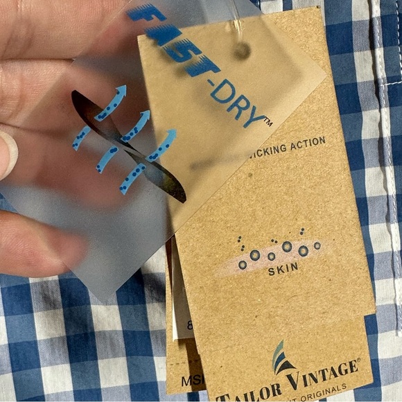 Tailor Vintage Gingham Short Sleeve Button Down Fast Dry Shirt Sz S NWT - Picture 8 of 15